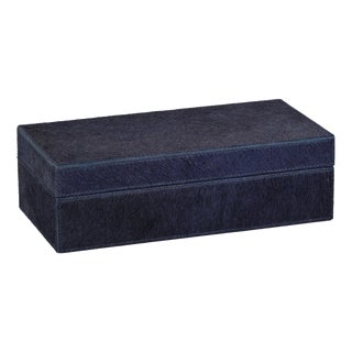 Rutbeek Navy Hair-On-Hide Leather Decorative Box, Small For Sale