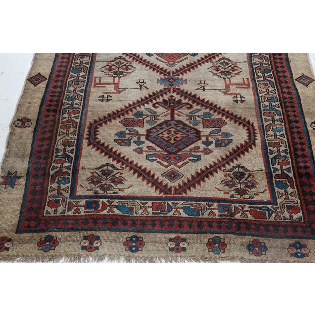 Textile Authentic Persian Handmade Wool Runner For Sale - Image 7 of 8