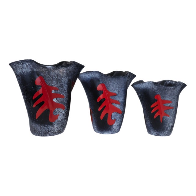 Corolle Vases by Fernand Elchinger for Elchinger, 1950s, Set of 3 For Sale