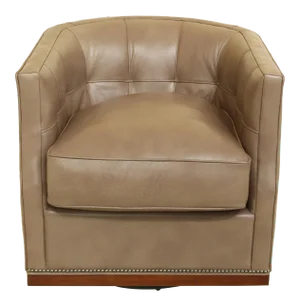 Maitland Smith 1139 Gray Leather Swivel Club Chair