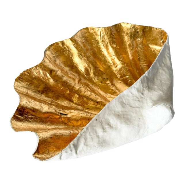 Large Gilt Papier Mache Clam Shell For Sale