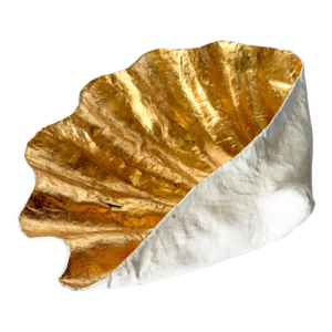 Large Gilt Papier Mache Clam Shell