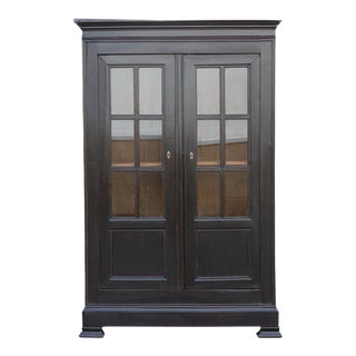 Antique Black French Louis Philippe Bookcase For Sale