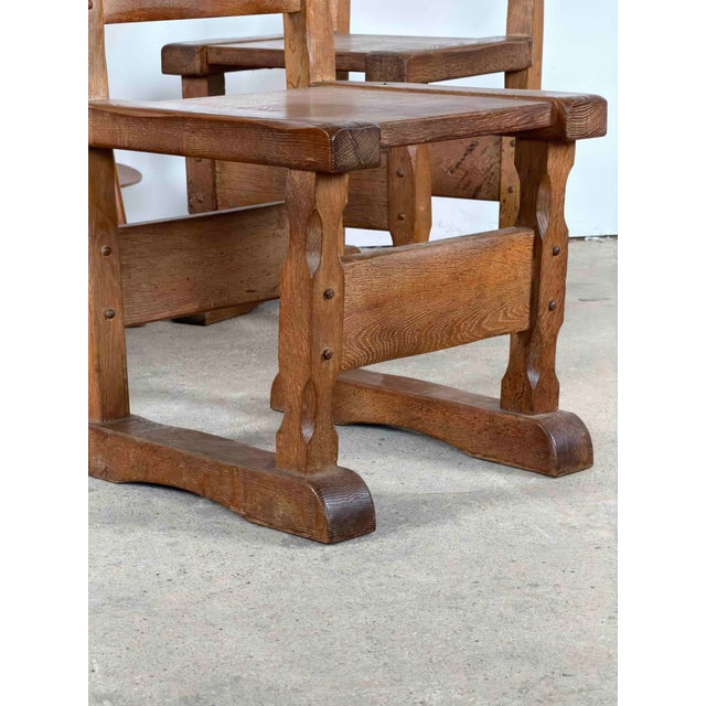 Vintage Dutch Brutalist Oak Dining Chairs, Set of 6 For Sale - Image 9 of 11
