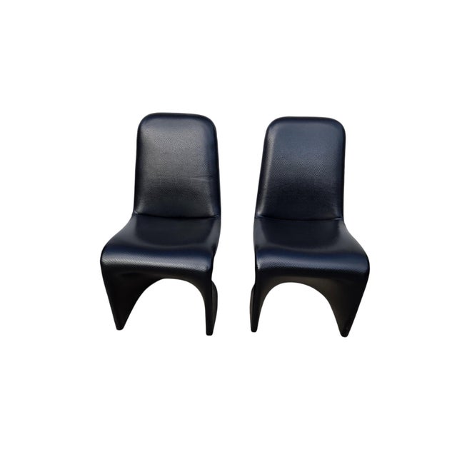 Vintage Mid Century Faux Snakeskin Cantilever S Side Chairs Panton 1-2-3 Style For Sale In Philadelphia - Image 6 of 15