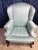 Blue 1940s Queen Anne Style Wing Back Chair For Sale - Image 8 of 10