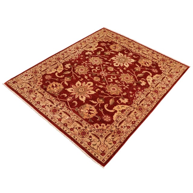 Boho Chic Boho Chic Ziegler Red Tan Hand-Knotted Wool Rug - 8'0'' X 9'9'' For Sale - Image 3 of 8