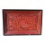 Vintage Chinese Black on Red Lacquer Serving Tray Platter Etched Flora & Fauna For Sale
