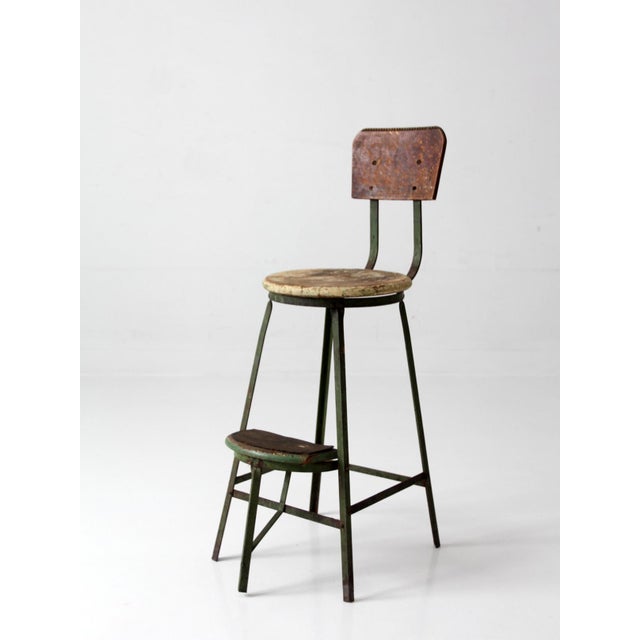 Antique Industrial Drafting Chair With Step For Sale - Image 18 of 18