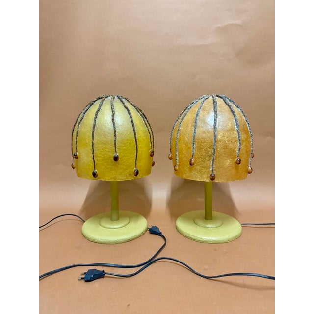Art Nouveau Table Lamps in Fiberglass, 1970, Set of 2 For Sale - Image 4 of 6