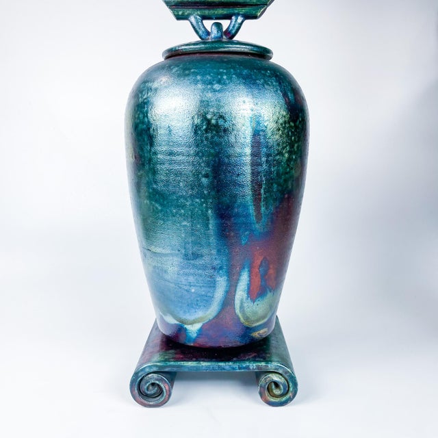 Abstract Expressionism Mike Brennan Raku Pottery Statement Vessel For Sale - Image 3 of 12