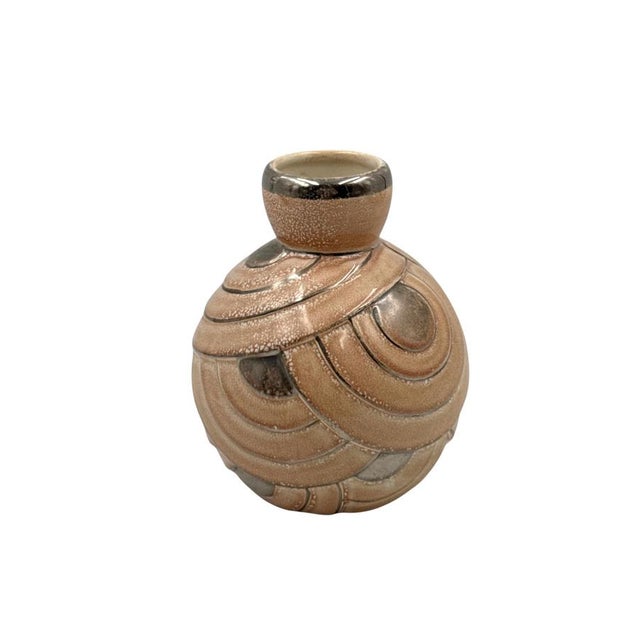 Ceramic Art Deco Pink & Silver Ceramic Vase, Italy, 1930s For Sale - Image 7 of 12