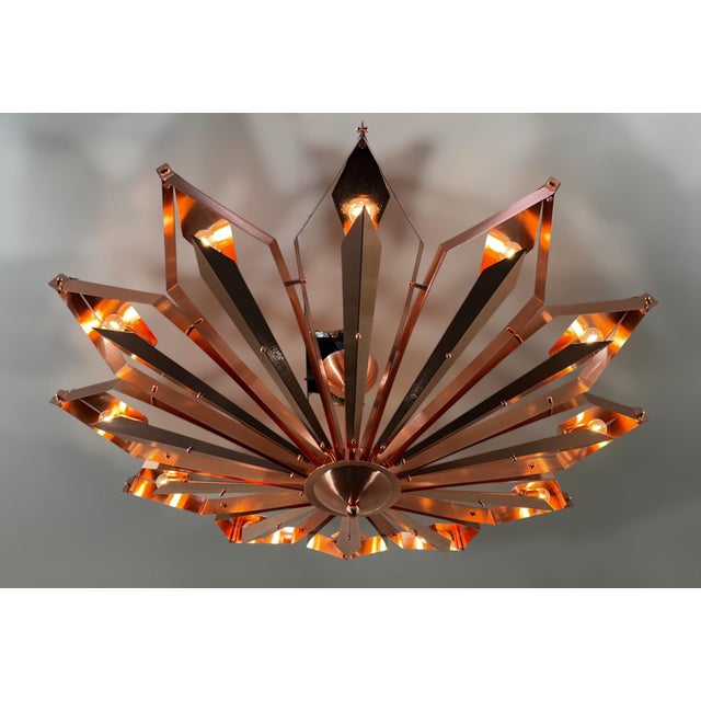 Metal 21st Century Satin Copper Dahlia Flush Mount by Fabio LTD For Sale - Image 7 of 9