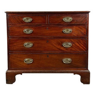 Georgian Mahogany Chest of Drawers with Brass Handles, 1800 For Sale