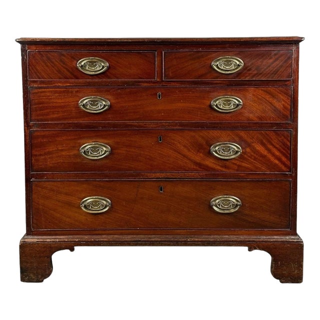 Georgian Mahogany Chest of Drawers with Brass Handles, 1800 For Sale
