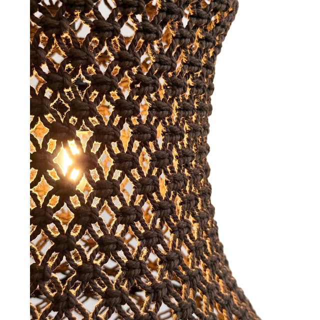 Chocolate Macrame Margo Boho Pendant Light Medium For Sale - Image 4 of 9