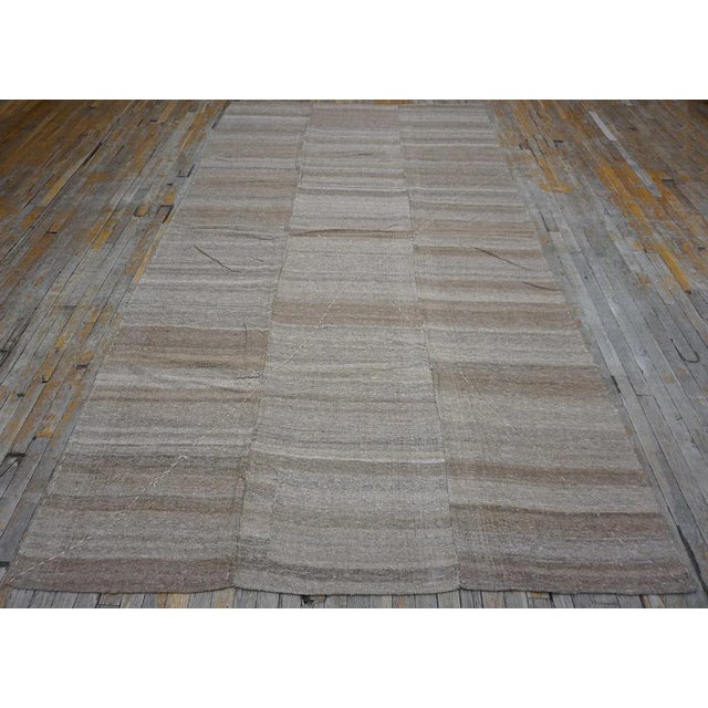 1920s Cream Ivory Stripe Antique Kilim Nw Persian Rug Flatweave 5'10" X 10'10" Wool Carpet For Sale - Image 10 of 10