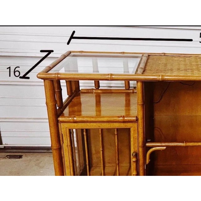 How Miami chic is this Mid Century Faux Bamboo and Rattan Bar! I can just imagine Blanche Devereaux pouring herself and a...