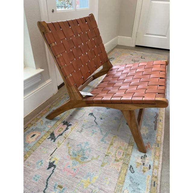 2020s Elk Group International Modern Teak Woven Leather Chair For Sale - Image 5 of 7