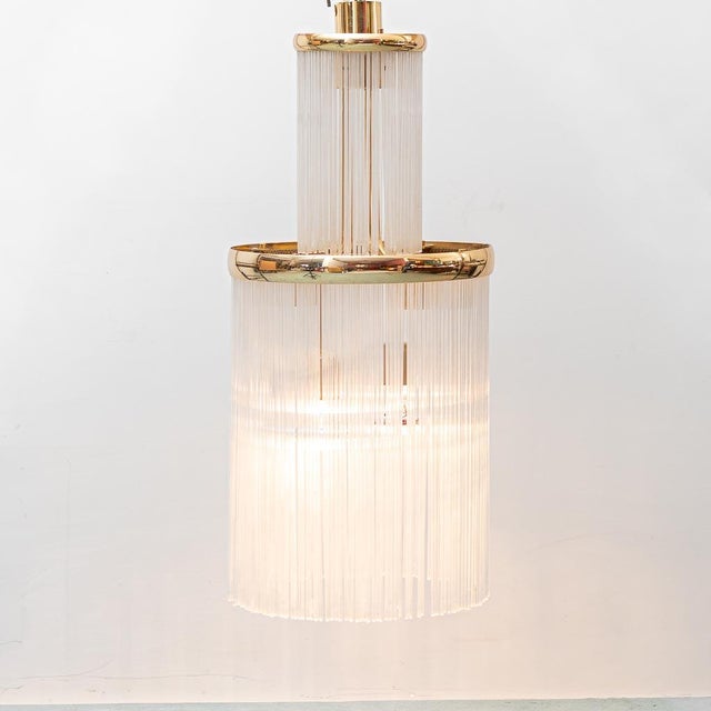 1970s Vintage Chandelier with Glass Rods and Brass Details, 1970s For Sale - Image 5 of 8