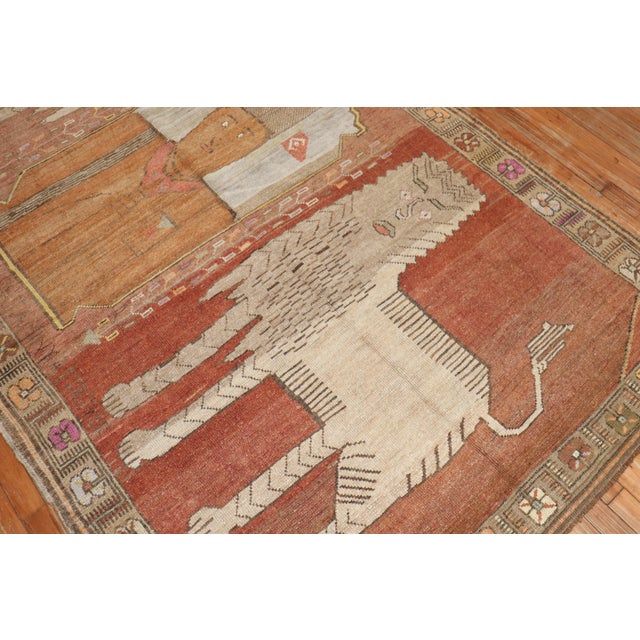 Vintage Zabihi Collection Pictorial Animal Motif Turkish Rug - 5'2" x 9' For Sale - Image 9 of 12