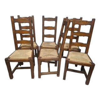 French Rustic Chairs in Wood, 20th Century, Set of 6 For Sale