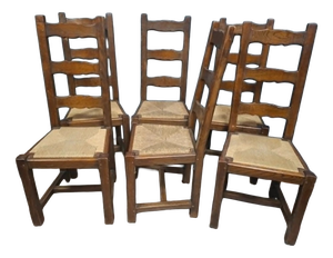 French Rustic Chairs in Wood, 20th Century, Set of 6