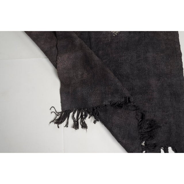 Vintage Black Turkish Hemp Kilim For Sale - Image 6 of 10