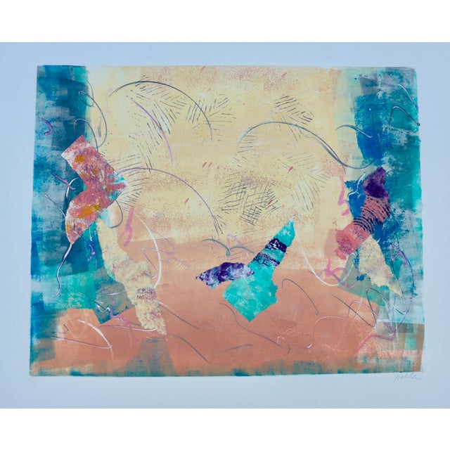 "Celebration" Contemporary Modernist Abstract Monotype by Martha Holden For Sale