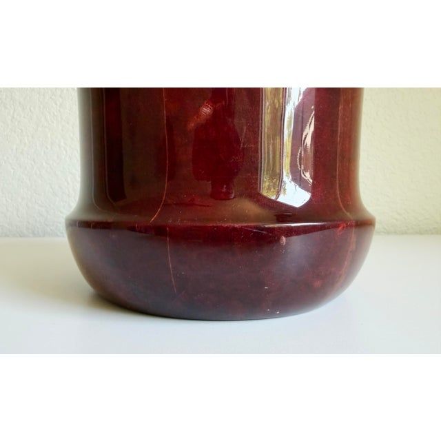 Oxblood Red Aldo Tura Oxblood Lacquered Goat Skin Ice Bucket, Italy, 1960s For Sale - Image 8 of 16