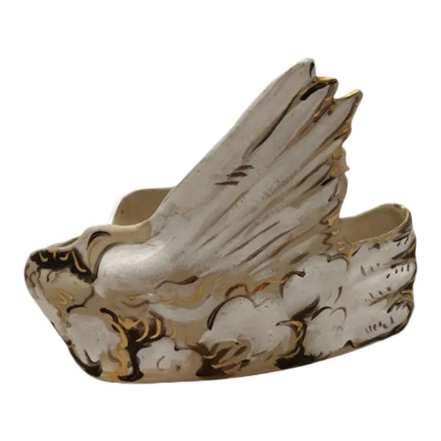 Vintage Late 20th Century Handmade Angel Pottery Centerpiece Vessel Signed For Sale