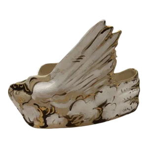 Vintage Late 20th Century Handmade Angel Pottery Centerpiece Vessel Signed