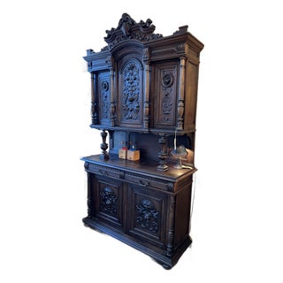 European Carved Wood Hutch or Cabinet For Sale