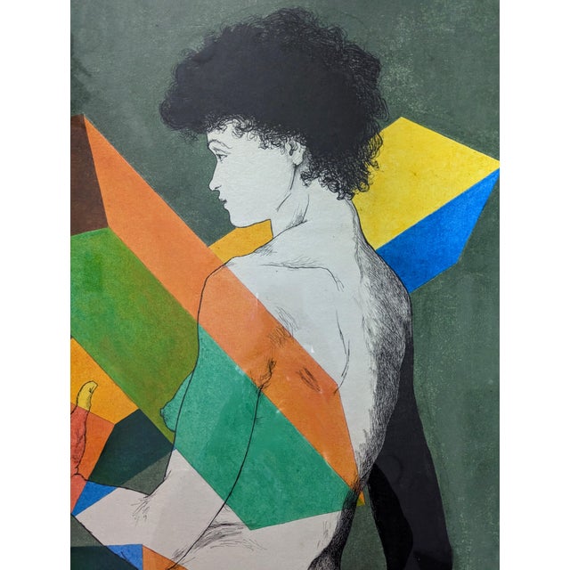 Figurative Rare Original Laszlo Matulay Painting "Geometric Nude" | Signed & Dated (1969) For Sale - Image 3 of 7