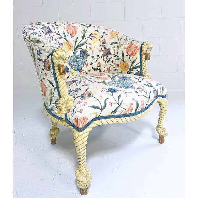 Italian Carved Rope and Tassel Vintage Chair For Sale - Image 4 of 10