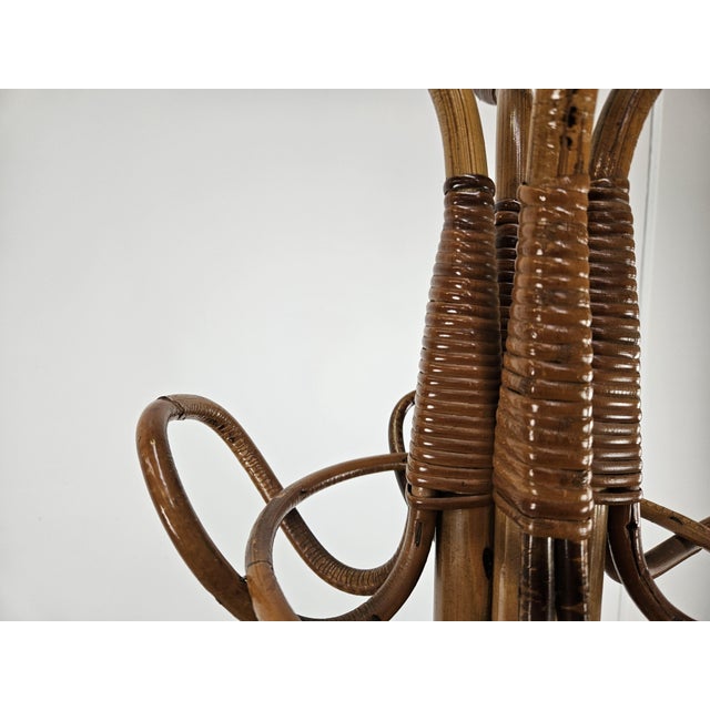 Tan Vintage Wicker and Bamboo Coat Rack, 1970s For Sale - Image 8 of 18