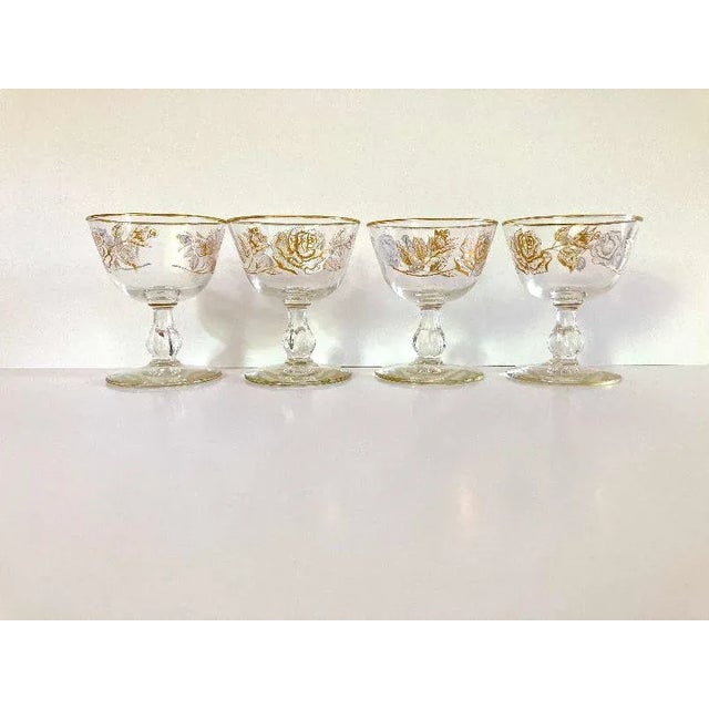 1960s 60s Mid-Century Libbey Glass Co. Rose Bouquet Liquor Glasses- Set of 4 For Sale - Image 5 of 5