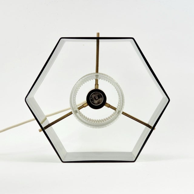 Green Mid-Century Modern Scandinavian Glass and Brass Pendant Light by Carl Fagerlund for Orrefors, Sweden, 1960s For Sale - Image 8 of 10