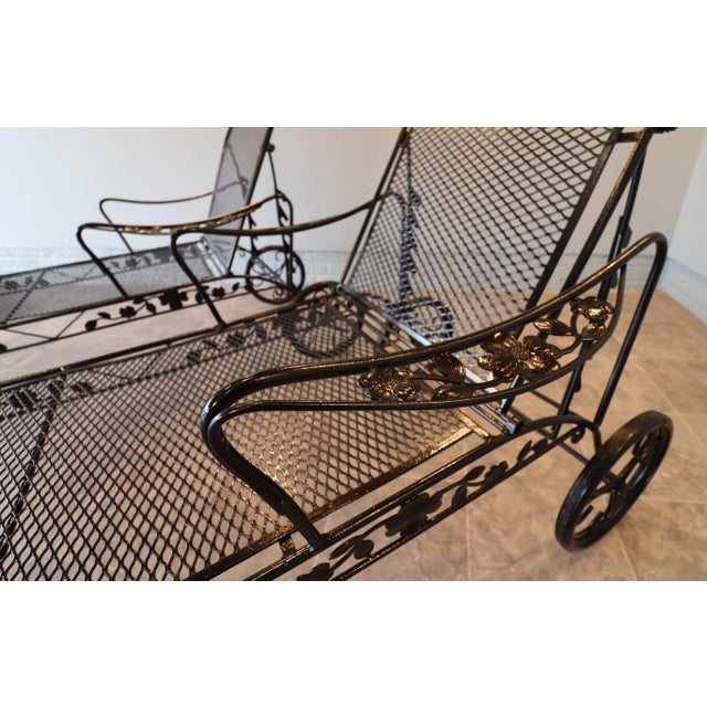 Late 20th Century Sam Blount Company Wrought Iron Floral Chaise Loungers — Vintage Pair For Sale - Image 5 of 18