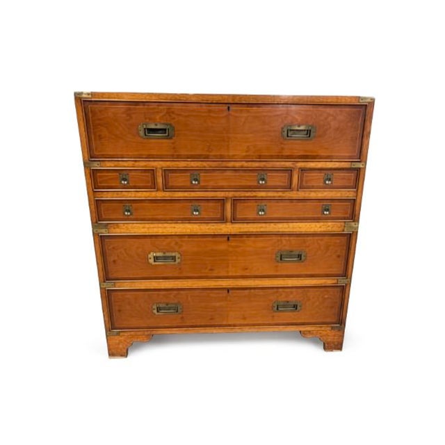 Campaign Vintage Campaign Dresser With Brass Hardware For Sale - Image 3 of 6