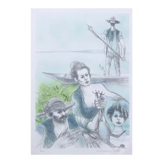 1960s Giuseppe Motti Acadian Figural Lithograph For Sale