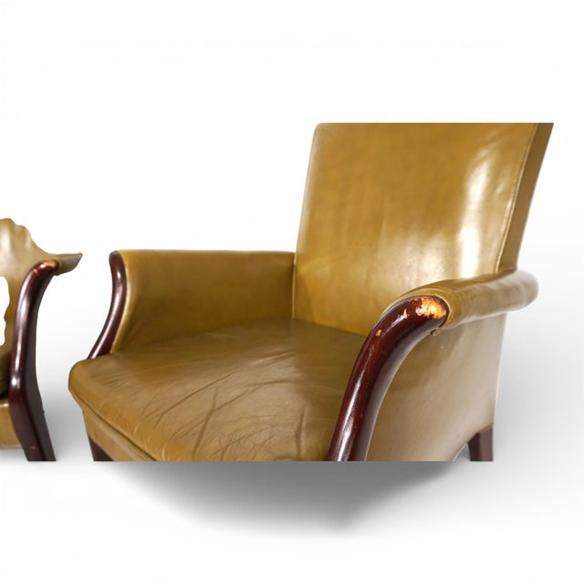 Animal Skin Vintage Moss Green Froxfield Leather Chairs by Parker Knoll, 1960, Set of 2 For Sale - Image 7 of 17