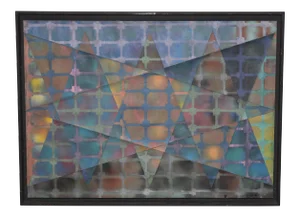 Myron Ort Aka Zeno Okeanos Mixed Media With Stencil Original Painting C.1970