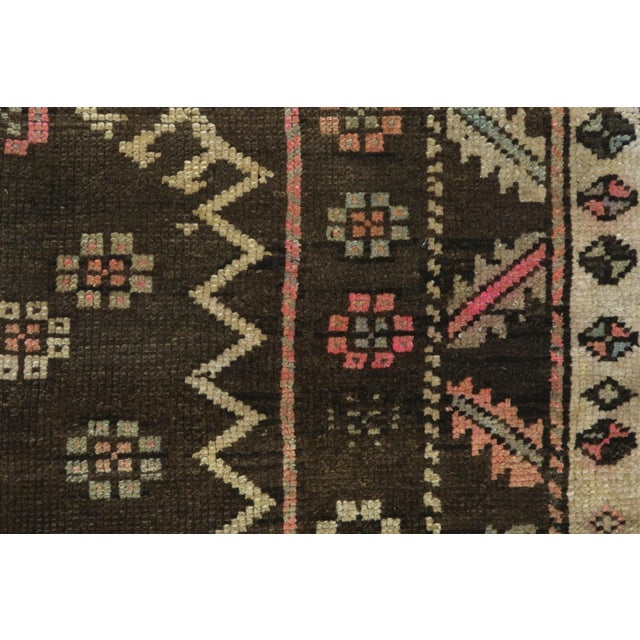 Vintage Turkish Handmade Brown Rug- 3′1″ × 4′8″ For Sale - Image 10 of 13