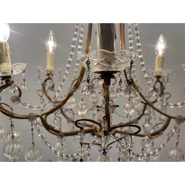 Florentine Gilded Macaroni Murano Glass Chandelier, 1950s For Sale - Image 11 of 18