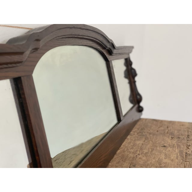 Wood Vintage Three-Panel Wall Mirror With Arched Crest and Turned Wood Frame For Sale - Image 7 of 10