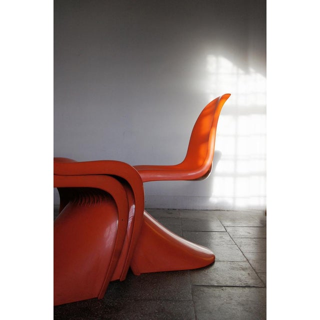 1970s Orange Panton Chairs by Verner Panton, Set of 4 For Sale - Image 5 of 8