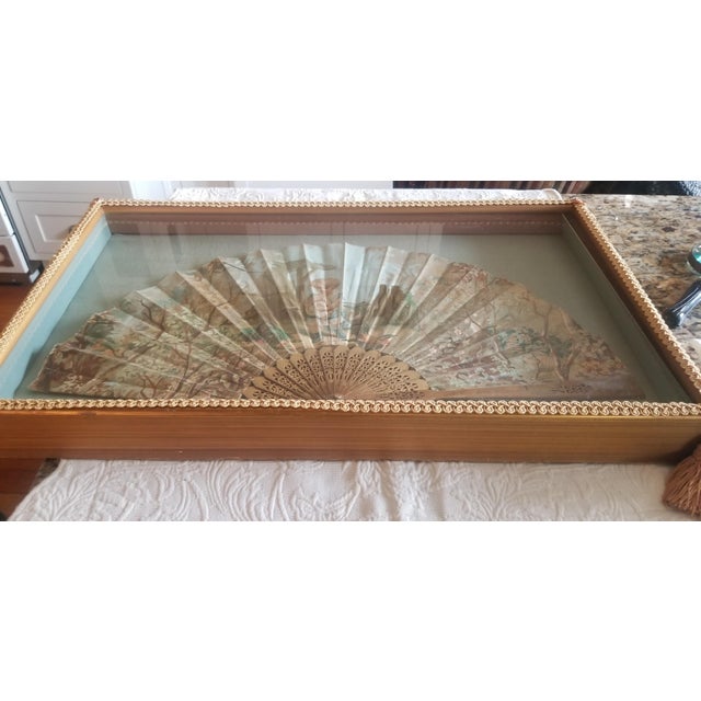 Beautiful Victoria Hand Fan Signed Framed in glass