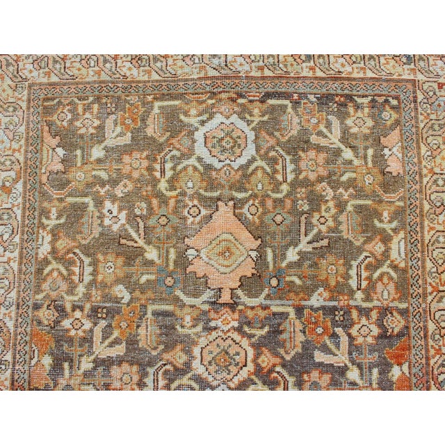 Antique Persian Sultanabad Rug With a Soft Sky Blue Field With Stylized Palmette 4'4 X 9'4 For Sale - Image 10 of 12