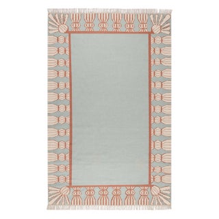 Part & Parcel Goods Wool Tassel Rug, 10' x 14', Sky Blue, Topaz and Eggshell For Sale